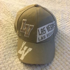 NWOT Las Vegas tan hat white stitching size OS